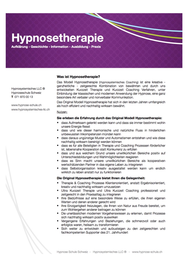 Hypnosetherapie Hintergrund Geschichte Information